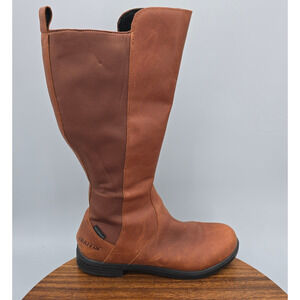 Baffin Stratford Boots Womens 9 Brown Leather Zip Knee High Waterproof Stretch